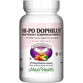 Maxi Health HI-PO Dophilus - High Potency Acidophilus Probiotics - 60 Capsules - Kosher