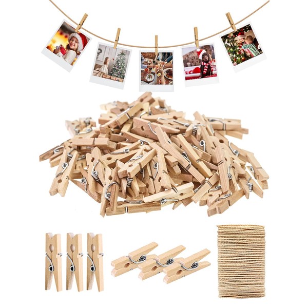 Sturdy Mini Clothes Pins for Photo, 150 Pcs 1 Inch