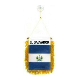 El Salvador mini Banner 6'' x 4'' - Salavadorian PENNANT 15 x 10 cm - mini Banners 4x6 inch suction cup hanger - AZ FLAG