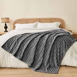 FY FIBER HOUSE Throw Blanket for Couch Soft Warm Fuzzy Twin Size Blankets for Sofa All Season Use, 60x80 Inches, Grey