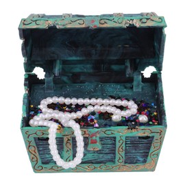 SALUTUYA Sculpture Treasure Chest Box,Antique Creatives Fish Tank Aquarium Decoration,with Air Hose,for Aquarium Ornament(Green)
