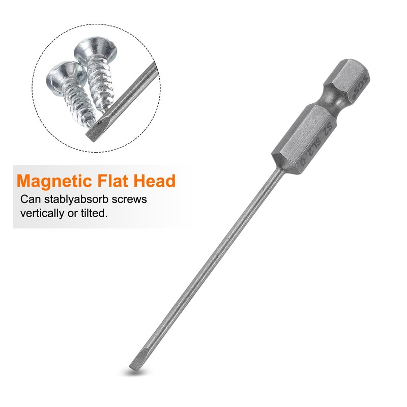 Sourcing Map SL2 2mm S2 Steel Flat Head Magnetic Slotted