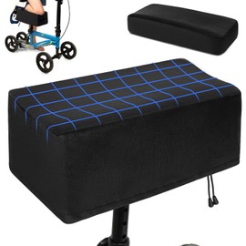 Knee Scooter Cushion Pad Cover for Comfort, Removable 2'' Thick Memory Foam Cushion for Knee Walker Roller, Universal Fit (Black)