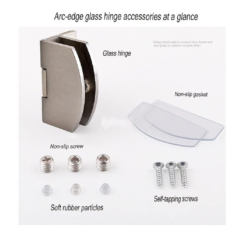 [2 Pieces] Cabinet Glass Door Hinges 90-Degree Frameless Glass Door