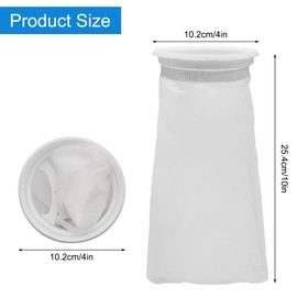 AYWFEY 4 Pack 4 Inch Aquarium Filter Bags, Nylon Mesh Filter Socks, 200 Micron Felt Filtration, 4 Inch Ring by 10 Inch Long