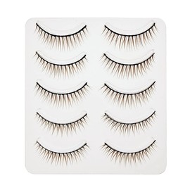 D-ONE Natural False Eyelashes, 5 Pairs (A04, Super Natural Nude Brown)