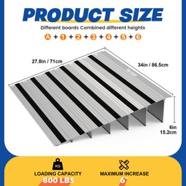 Nuvium 6" Rise Threshold Ramp for Doorways, Aluminum Door Entry Ramps for wheelchairs for Home, 800lbs Load Capacity, Portable Wheelchair Ramp for Scooters, Power Chairs, Walkers
