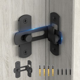 2 Packs 90 Degree Barn Door Lock Latches, Matte Black Stainless Steel Security Flip Gate Latch Locks for Sliding Barn Door, Pet Cage, Bathroom, Cabinet, Closet, Window