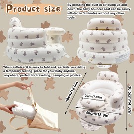 IOPJLK Inflatable Baby Seat for Babies from 3 Months, Inflatable Baby Seat, Baby Seat Aid, Baby Sofa Seat, Baby Floor Seat, Portable Inflated Dining Chair (Bear)