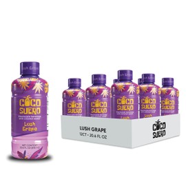 Coco Suero Electrolyte Coconut Water – 12-Pack | 100 Calories, Fat-Free, Packed with B3, B6, B12 for Energy & Hydration | No Artificial Flavors | Amino Acids | Sweetened with Dextrose | (20.2 Fl Oz, Lush Grape)