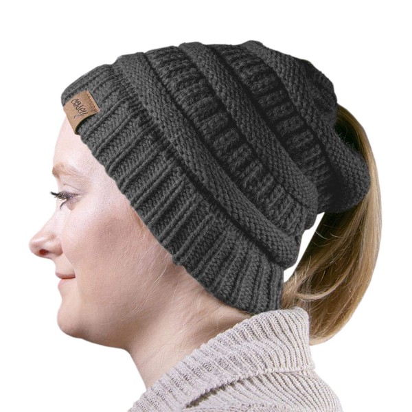 cosey - Knitted Winter Hat - Ponytail Hat with Braid