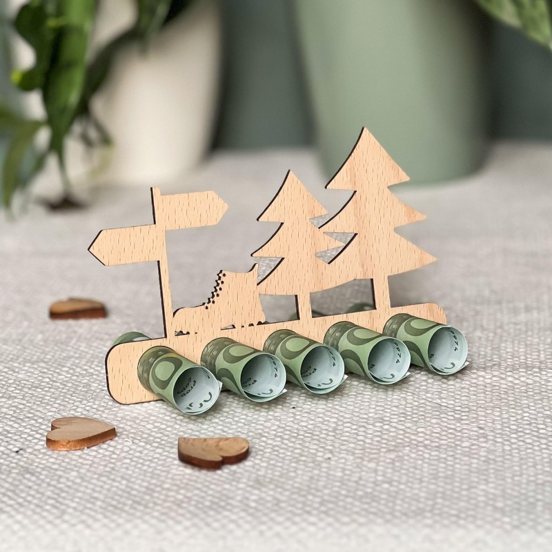 Spruchreif Wooden Stand Money Gift Hiking - Creative Gift Idea