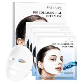 Collagen Face Mask Bio-Collagen Hydrating Hydrogel Face Mask for Skin Care Facial Sheet Masks for Wrinkle Lifting Peptide Beauty Overnight Sheets Pack Deep Hydration Glowing Glass Skincare 30g x 4ea