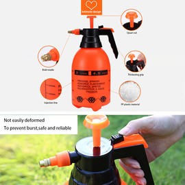 JoyTube - Pulverizador de bomba de jardín de 68 onzas/0.5 galones, boquilla ajustable de latón de gran capacidad para agua, malezas, flores, plantas, señor, césped, hogar, limpieza, lavado, 2 L, color naranja