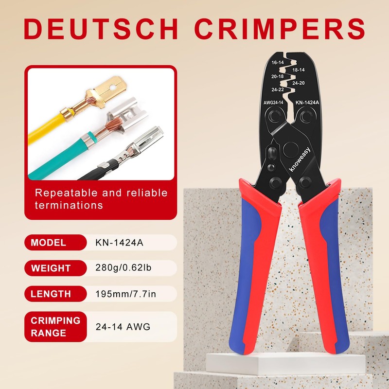 Knoweasy Crimp Tool Kit for Deutsch DT Connectors: Close Barrel