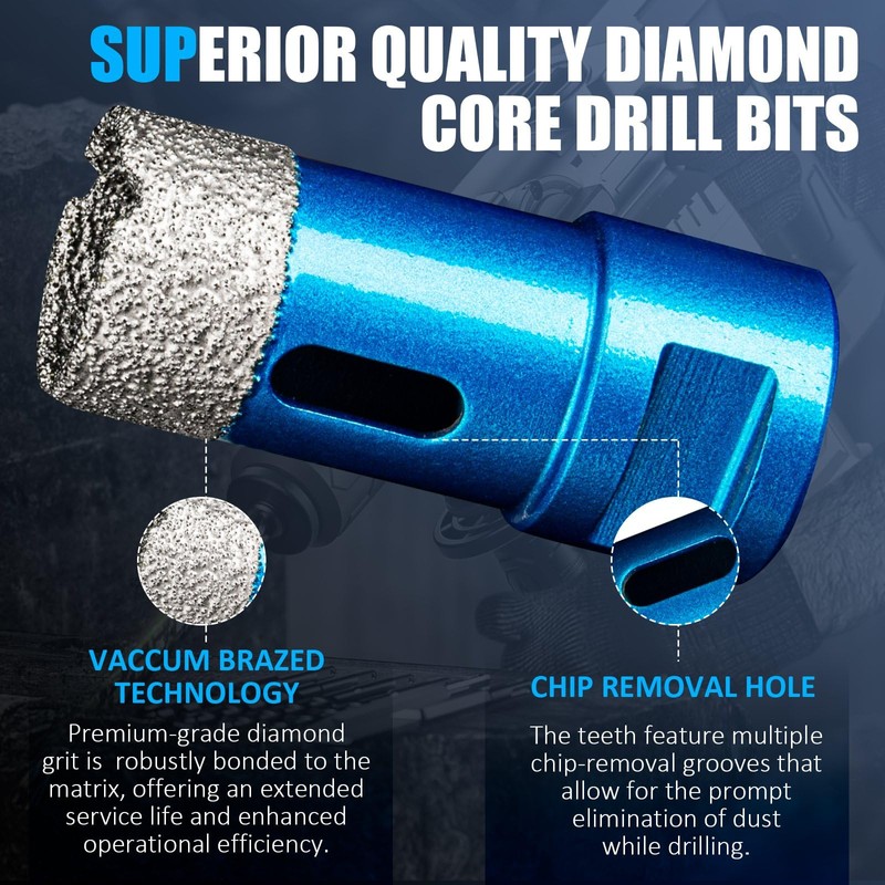 Diamond Tile Hole Saw Kit - 14 PCS Set Including