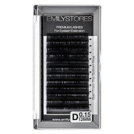 Eyelash Extensions 0.15mm Thickness D Curl Length 12mm Silk Mink Fake Eye Lashes In One Tray                                                          