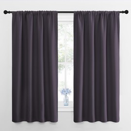 NICETOWN Blackout Curtains for Living Room, Greyish Purple, 2 Panels, 42 by 63, Darkening Window Curtain Panels, Easy-Care Solid Thermal Insulated Draperies/Drapes for Daughter Room