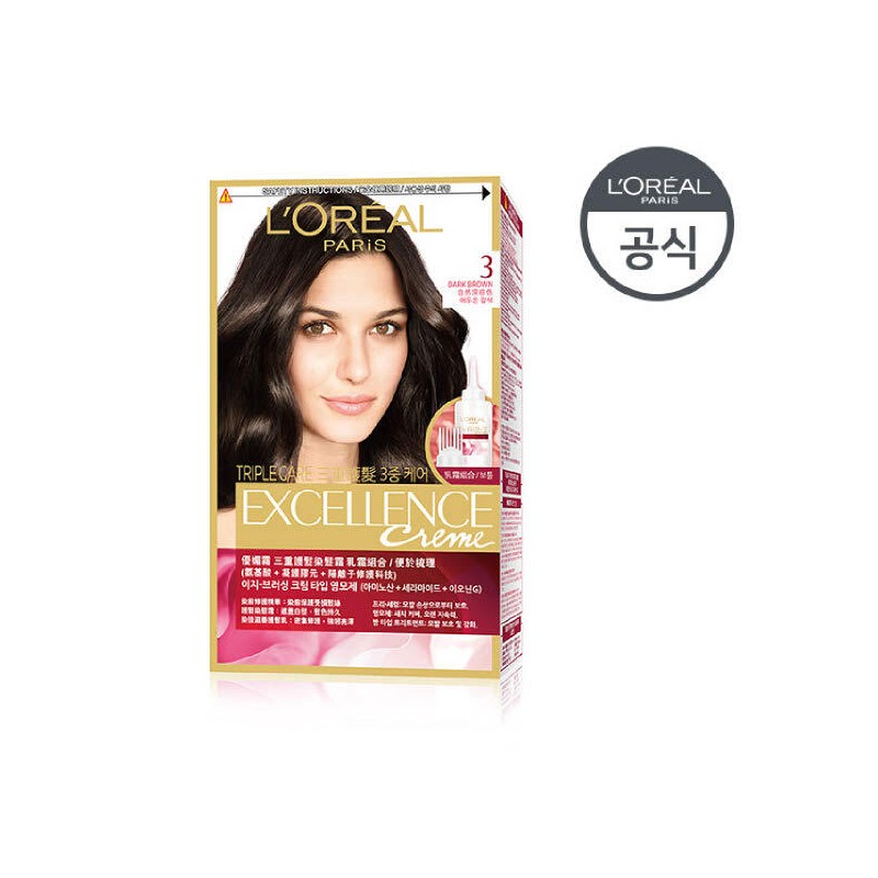 L'Oréal Paris [로레알파리] 엑셀랑스 크림 염모제 4개+헤어제품100ml(랜덤) [[00005] 5.35호] [L'Oréal