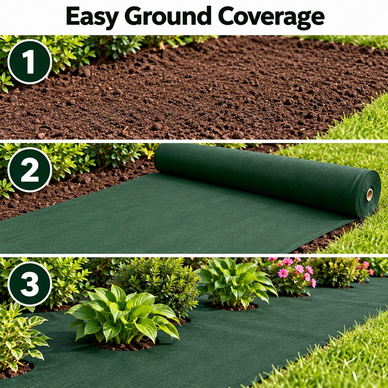 1.2Mx5M Heavy-Duty Green Weed Barrier Fabric – Non-Woven Ground Cover