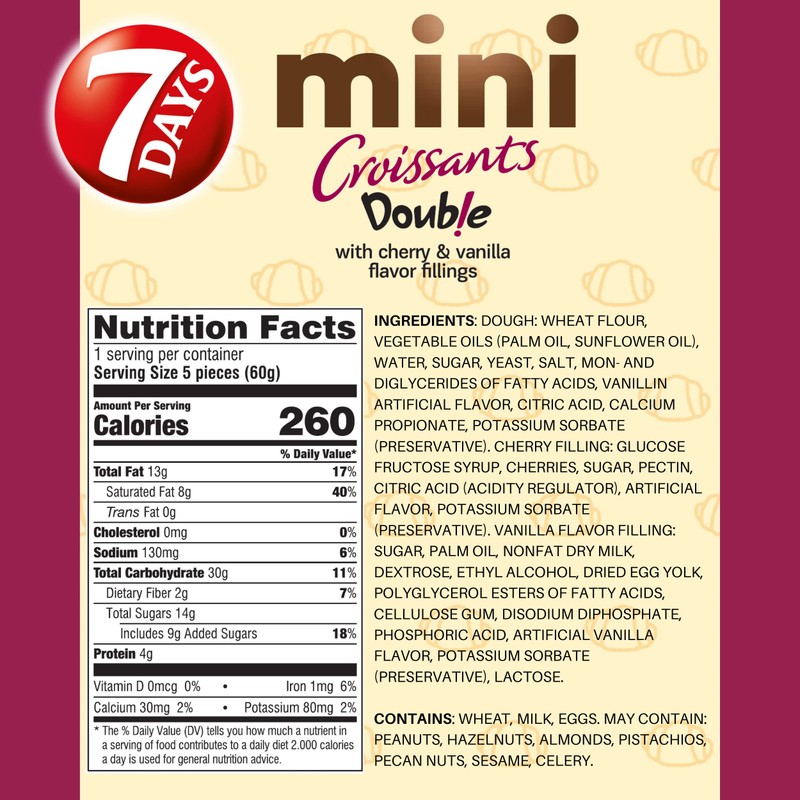 7Days Mini Croissant Pouches, Cherry & Vanilla Filling, Individual Size