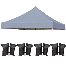 LIUJIAYI Pop Up Canopy Replacement Top, 8x8 Heavy Duty 500D UV Protection Waterproof Cover, Gray