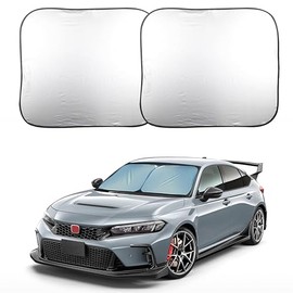 EcoNour Premium Protector Solar para Automóvil con Tabla de Tamaños Fácil de Leer, Universalmente Compatible con Auto, SUV, Van, Camión. Material de Nylon 210T Pequeño 59.7 x 73.7 centímetros