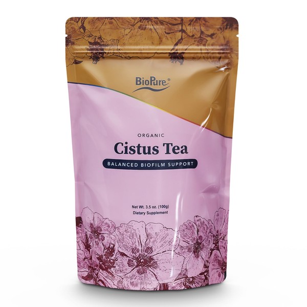 BioPure Cistus Loose Tea – Wildcrafted Cistus Incanus & Cistus Albidus Rich in Antioxidants, Polyphenols & Bioflavonoids great for Immune Function, the Gut, and Overall Wellness – 3.5oz