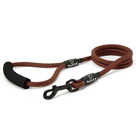 Bunty Nylon Rope Dog Lead with Clip - Extra-Strong Lead, Small, Medium & Large Dogs, Ergonomic Foam Grip - Dog Training Lead & Swivel Clip for Dog Collar - XL, Brown 120cm