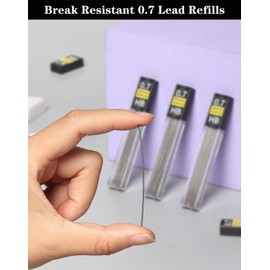 Lifreer 0.7 Lead Refills, 1080 Pcs Smooth Break Resistant HB 0.7 mm Lead Refills for Mechanical Pencils 0.7