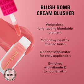 Revolution Beauty, Blush Bomb Cream Blusher, Lightweight Makeup & Creamy Formula for a Dewy Finish, Enriched with Vitamin E, Dolly Rose, 0.15 Fl. Oz.