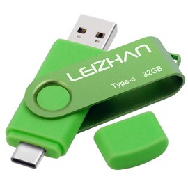 LEIZHAN USB Stick Type C Memory Stick 32GB Flash Drive OTG (On The Go) 2-in-1 USB C Memory Stick for Type-C Smart Phone and MacBook (32GB, Green)