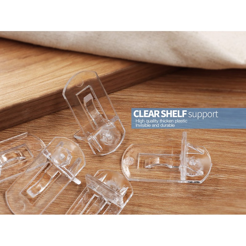 Jamiikury 10pcs Locking Shelf Support Pegs, 8mm Shelf Pins Clear