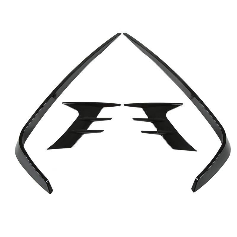 4Pcs Glossy Black Front Bumper Fog Light Eyebrow Cover Trim