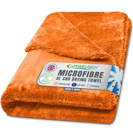 Towelogy X04 Large Car Drying Towel Microfibre Edgeless 550gsm Super Absorbent 60x40cm (24x16in) Lint Free Detailing Cloth (1, Orange)