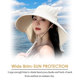 Zsedrut Waterproof Sun Hat Women Man UV Protection Hats with Neck Flap Foldable Summer Hat Gardening,Hiking,Fishing,Swimming,Beach (Beige)