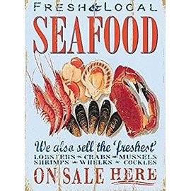 Fresh Local Seafood by Martin Wiscombe Small Metal Sign 20cm x 15cm (og)