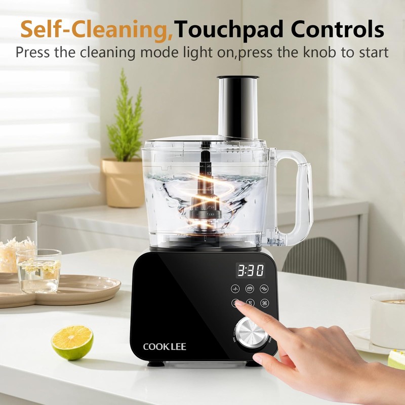 COOKLEE Food Processor, 600 Watts, 6 Functions Electric Vegetable Chopper