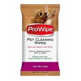 ProWipe Pet Wipes, Dog Wipes, Cat Wipes, Wipes for Pets with Aloe Extract & Vitamins, Perfect as Eye, Ear Wipes, for Bums, Suitable for Puppy, Kitten, Dogs and Cats, 1 Pack - 40 Count