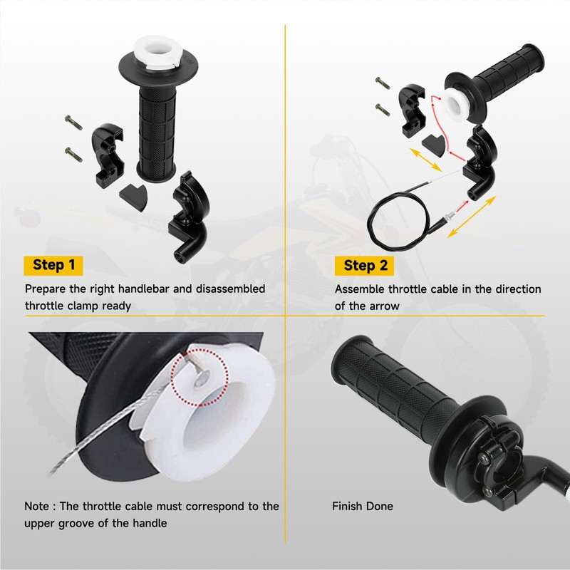 HIAORS 7/8" Mini Bike Throttle Cable Assembly Kit Compatible with