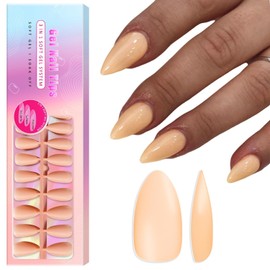SXVME Gel Nail Tips Almond Medium Nude Press on Nails Medium Pre-Colored Natural Nail Tips,Soft Acrylic Nails with Primer Cover,Fake Nails False Nails 15 Sizes for DIY Nail Art