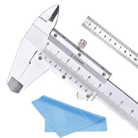 Vernier Caliper 150 mm Stainless Steel Nabance Measuring Tool Calliper Stainless Steel with 15 cm Steel Ruler with Cleaning Cloth