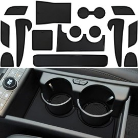 CIMOF Center Console Liner for Hyundai Kona EV Accessories (SE, SEL, Limited) 2024 2025, Cup Holder Mat, Door Slot Pad, Non-Slip Dust Interior, Custom Rubber Decoration Insert (15pcs Black Trims)