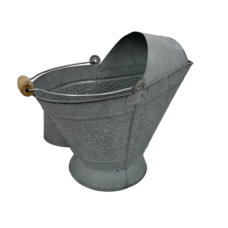 Pellethead Galvanized Coal Hod Scuttle Bucket, Ash & Fuel, Stove