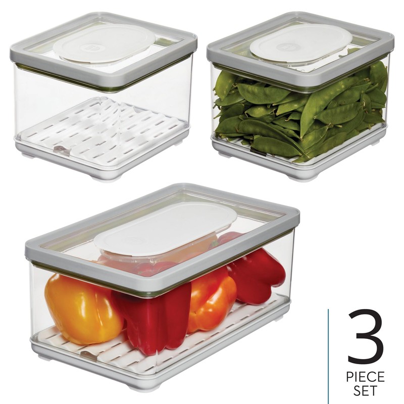 iDesign Small and Large Fridge Produce Bins with Removable Drainage