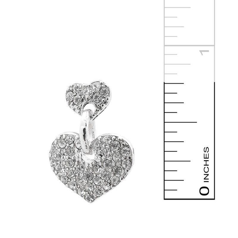 Spinningdaisy Silver Plated Crystal Double Heart Earrings