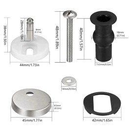 ZFYQ Toilet Seat Mounting Set, Universal Screws Accessories for Toilet Sit, Suitable for Most Top-Fix Toilet Lids Silver