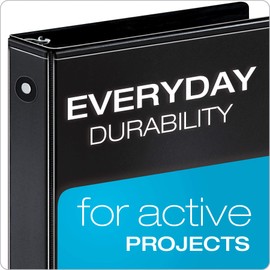 Cardinal Economy 3-Ring Binders, 2", Round Rings, Holds 475 Sheets, ClearVue Presentation View, Non-Stick, Black, Carton of 12 (90640)