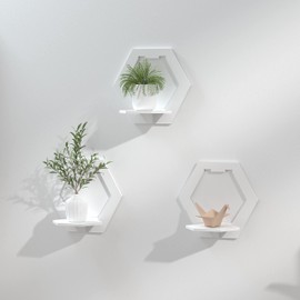 LEcylankEr Wall Shelves, White, Set of 3, Floating Shelf, White, Easy Assembly, 29 x 29 x 18 cm, PVC, Practical & Decorative Shelf for Children's Room, Bathroom, Living Room, Bedroom, etc. (3 Pieces