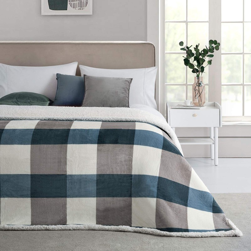 PU MEI Sherpa Fleece Throw Blanket 60" x 80" Reversible